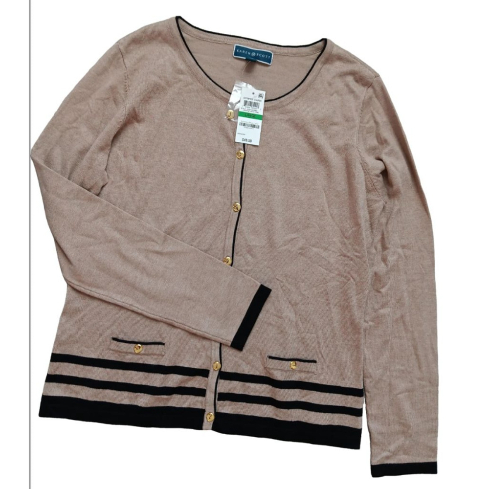 Women's Karen Scott Cardigan Size L Brown and Black